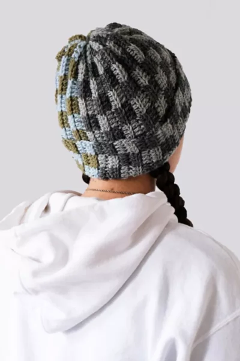 MARVES new york Crochet Checkered Wool Beanie