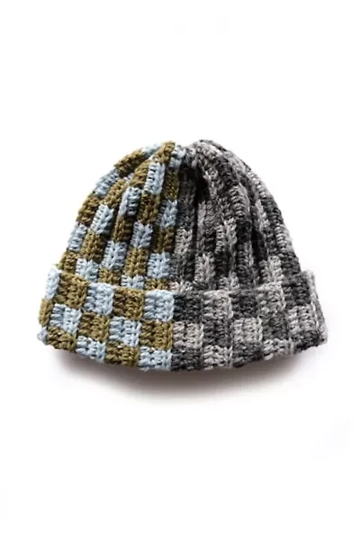 MARVES new york Crochet Checkered Wool Beanie