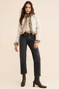 UO Katrina Faux Fur Trim Puffer Jacket