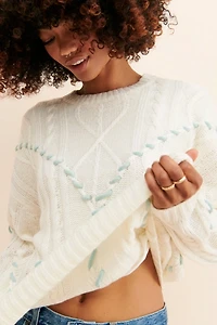 Native Youth Handstitch Cable Knit Sweater