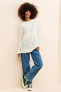 Native Youth Handstitch Cable Knit Sweater