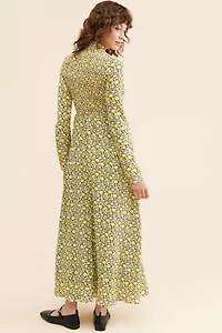 Ghospell Mari Floral Shirring Dress