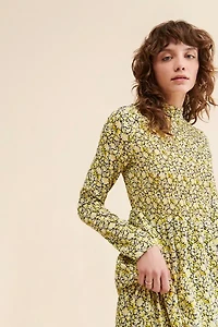 Ghospell Mari Floral Shirring Dress