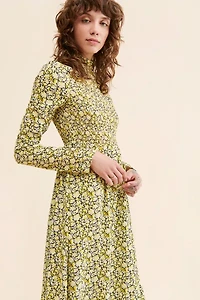 Ghospell Mari Floral Shirring Dress