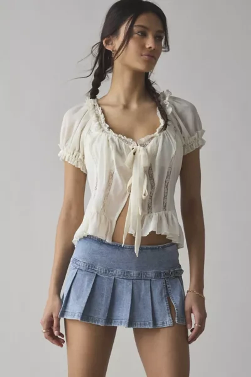 BDG Shaina Belted Denim Micro Mini Skort