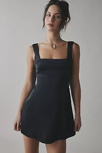 UO Bri Double Bow Satin Mini Dress