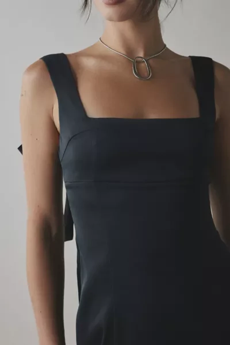 UO Bri Double Bow Satin Mini Dress