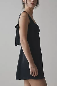 UO Bri Double Bow Satin Mini Dress