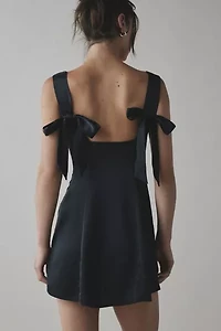 UO Bri Double Bow Satin Mini Dress
