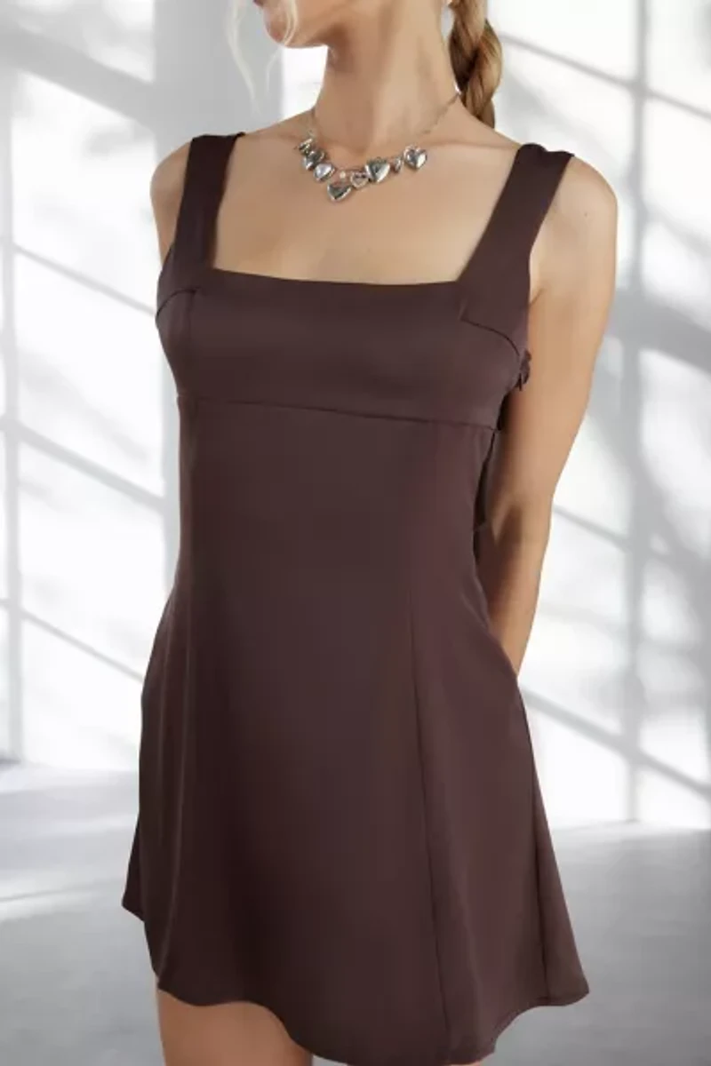 UO Bri Double Bow Satin Mini Dress