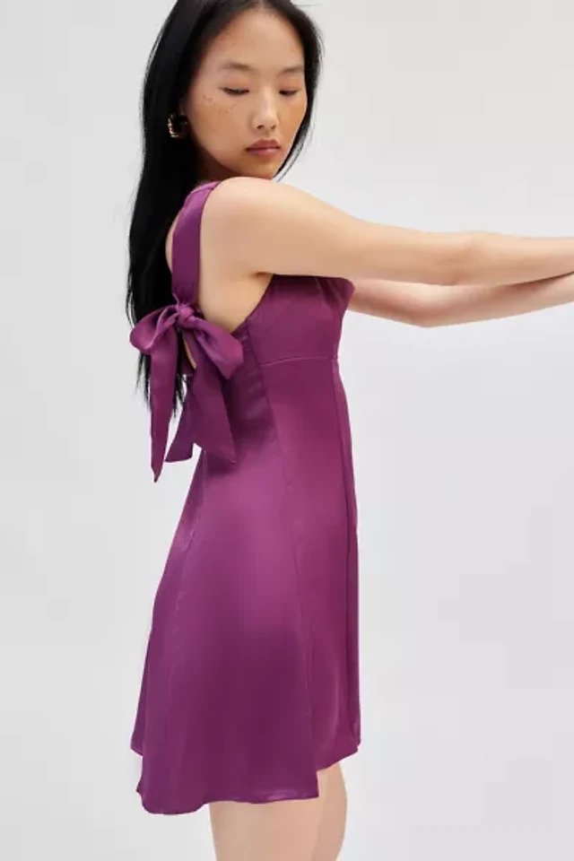 bri double bow satin mini dress Urban Outfitters Uo Bri Double Bow Satin Mini Dress in White