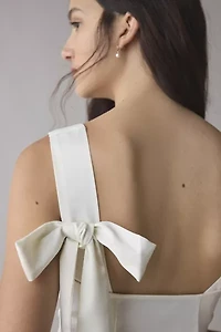 UO Bri Double Bow Satin Mini Dress