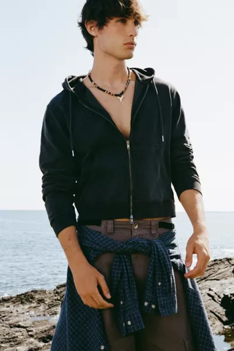 BDG Bonfire Solid Zip-Up Hoodie Sweatshirt