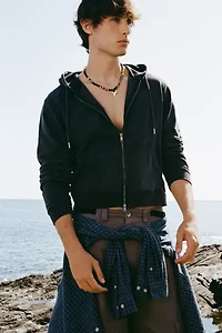 BDG Bonfire Solid Zip-Up Hoodie Sweatshirt