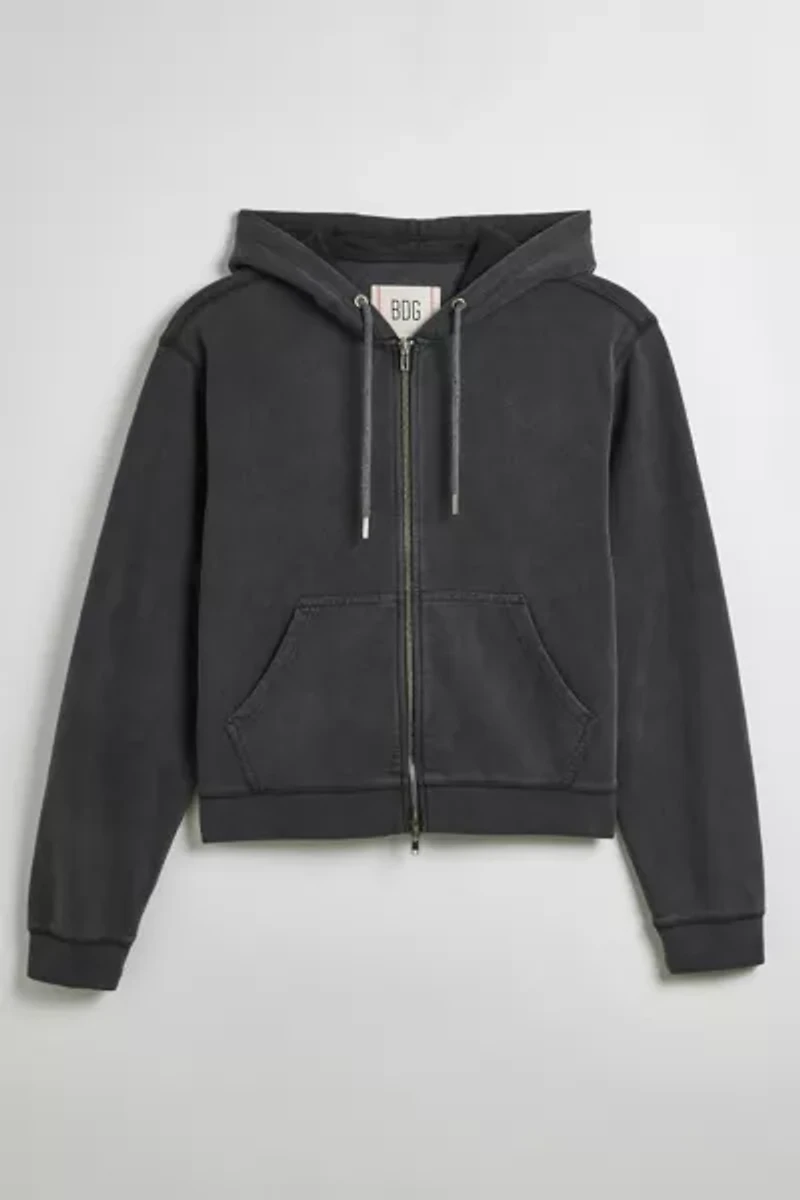 BDG Bonfire Solid Zip-Up Hoodie Sweatshirt