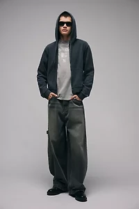 BDG Bonfire Solid Zip-Up Hoodie Sweatshirt