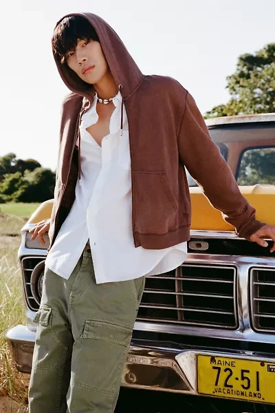 BDG Bonfire Solid Zip Hoodie Sweatshirt