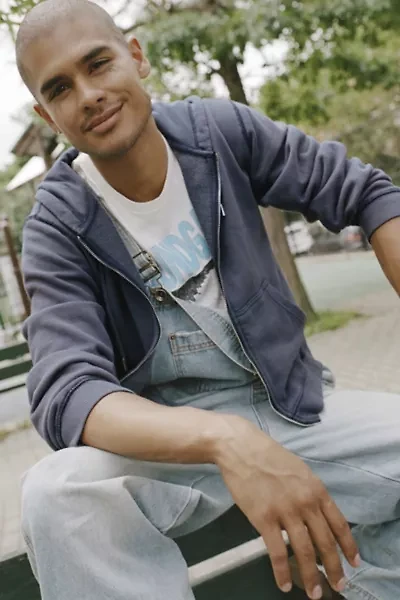 BDG Bonfire Solid Zip-Up Hoodie Sweatshirt