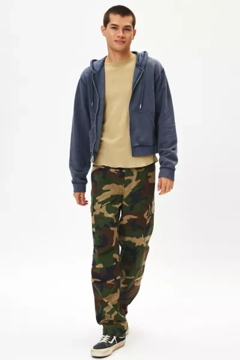 BDG Bonfire Solid Zip-Up Hoodie Sweatshirt