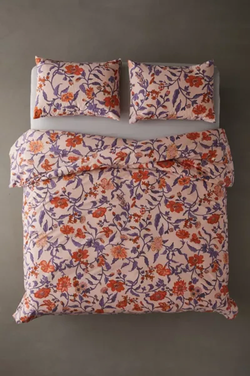 Ella Vine Floral Pattern Duvet Cover Set