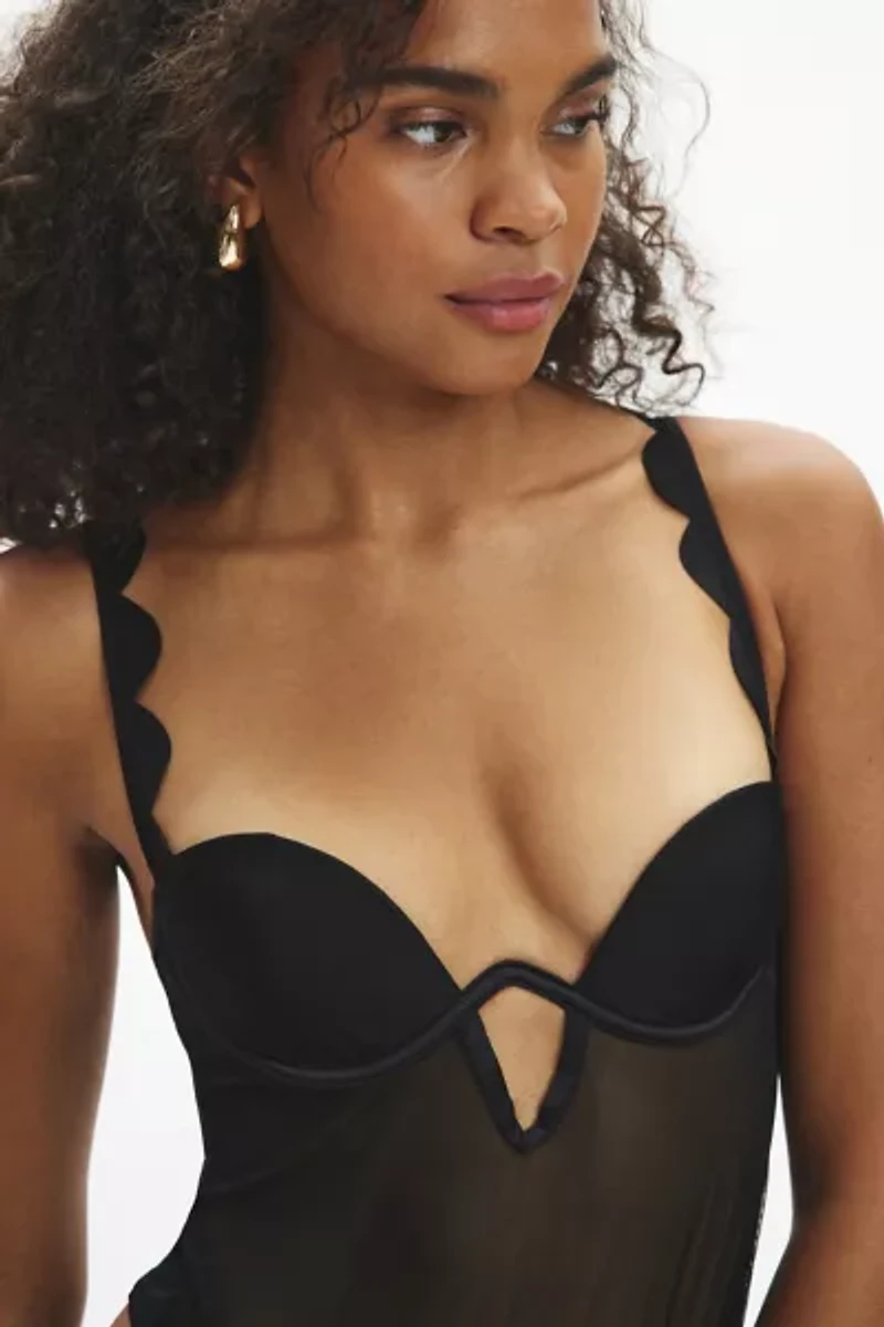 Bluebella Jasmine Sheer Mesh Scalloped Wired Bodysuit