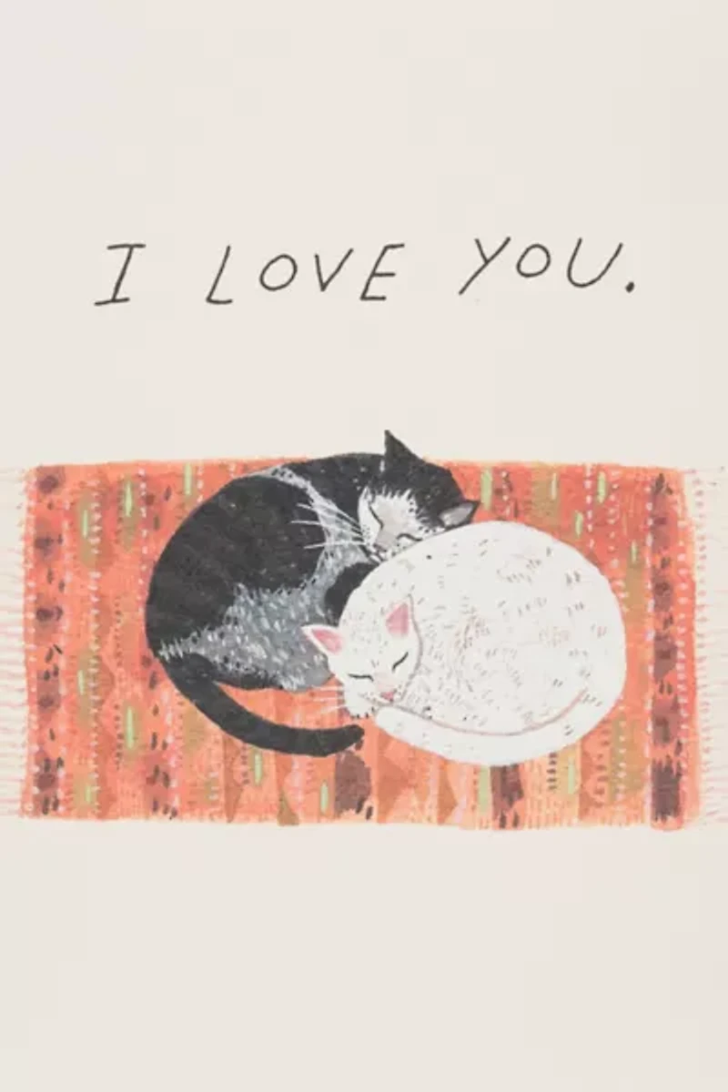 Red Cap Cat Cuddle Love Greeting  Card