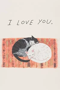 Red Cap Cat Cuddle Love Greeting  Card