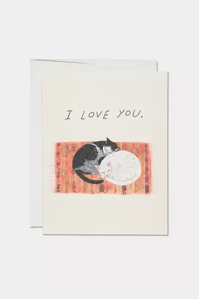 Red Cap Cat Cuddle Love Greeting  Card