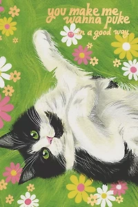 Red Cap Nice Kitty Love Greeting Card