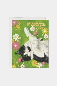 Red Cap Nice Kitty Love Greeting Card