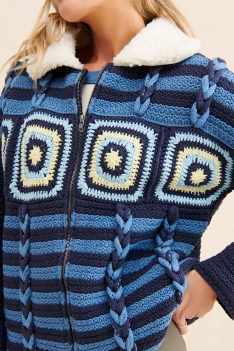 Moon River Crochet Zip-Up Jacket