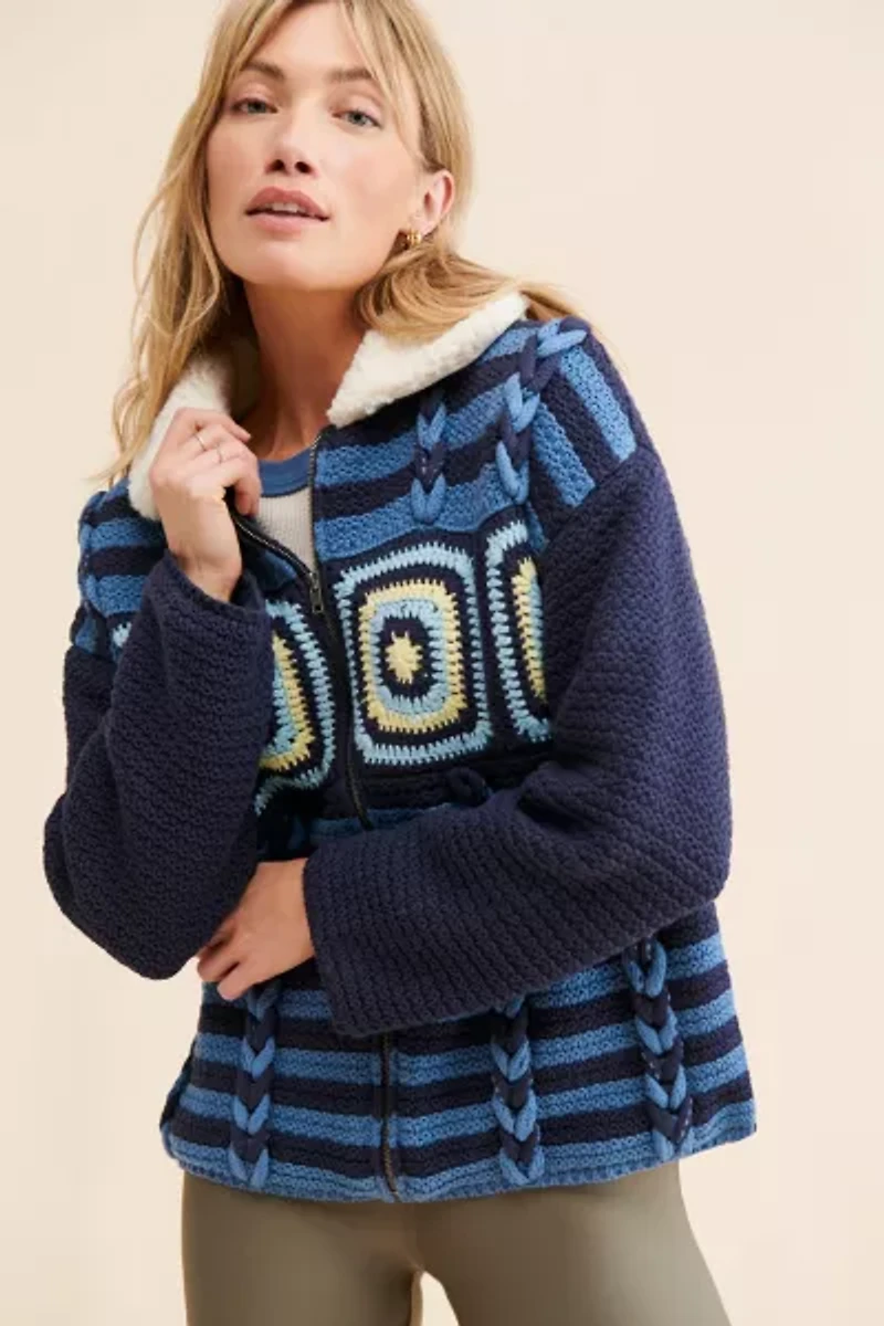 Moon River Crochet Zip-Up Jacket