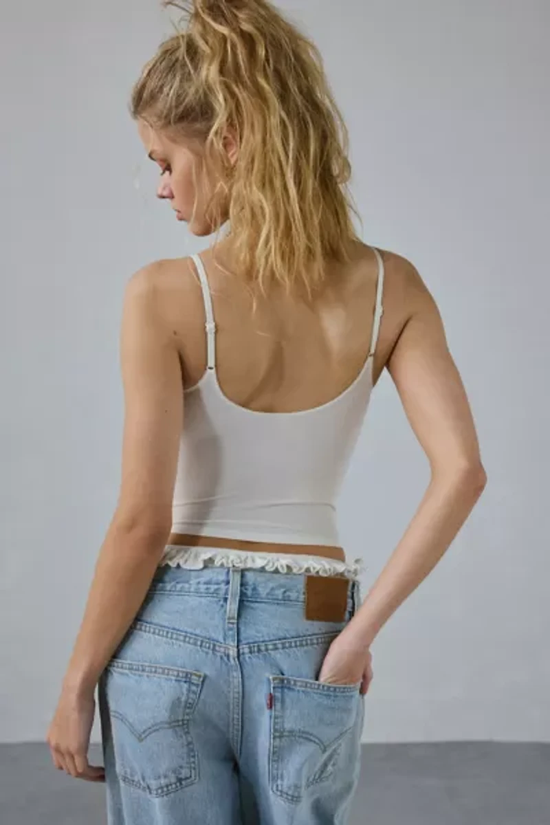 Out From Under Je T'aime Mesh Cropped V-Neck Cami