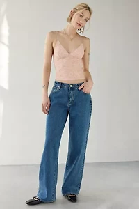 Out From Under Je T'aime Mesh Cropped V-Neck Cami