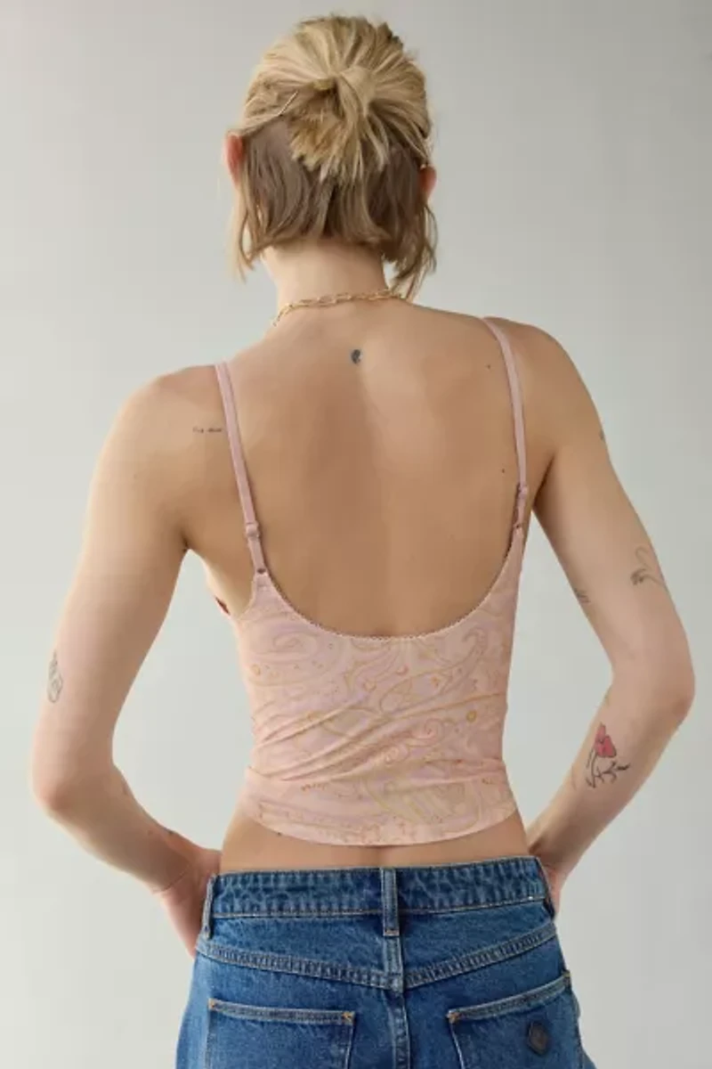 Out From Under Je T'aime Mesh Cropped V-Neck Cami