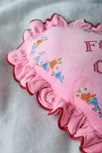 Ruffle Heart Velvet Throw Pillow