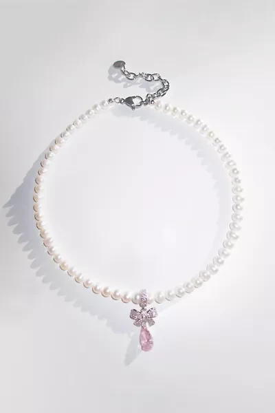 RIMOR The Pink Bow Pearl Choker