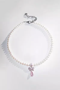 RIMOR The Pink Bow Pearl Choker