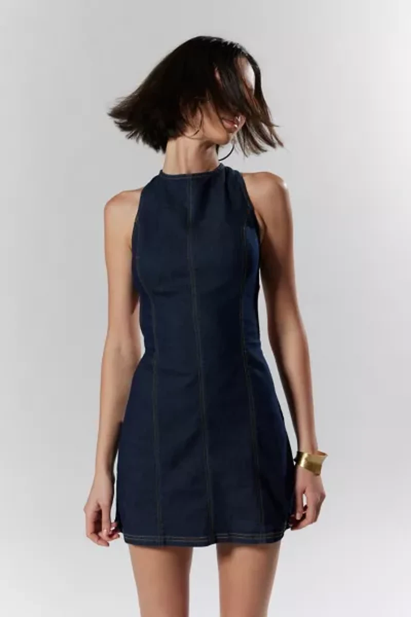 Silence + Noise Lilith Denim Cutout Shift Dress