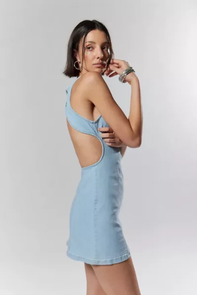 Silence + Noise Lilith Denim Cutout Shift Dress | Pacific City