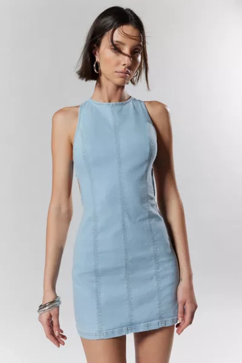 Silence + Noise Lilith Denim Cutout Shift Dress