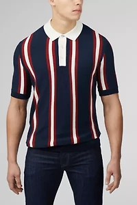 Ben Sherman Stripe Knit Short Sleeve Rugby Shirt