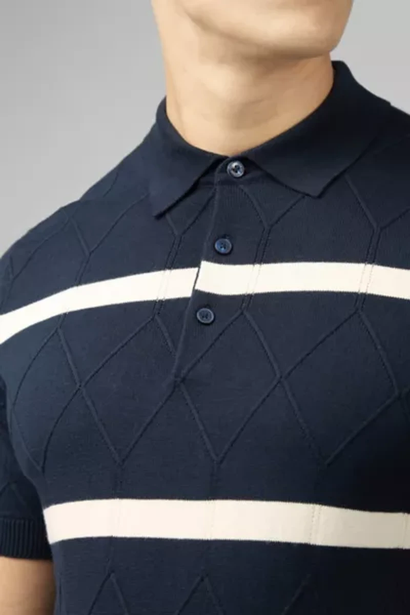 Ben Sherman Textured Stripe Knit Polo