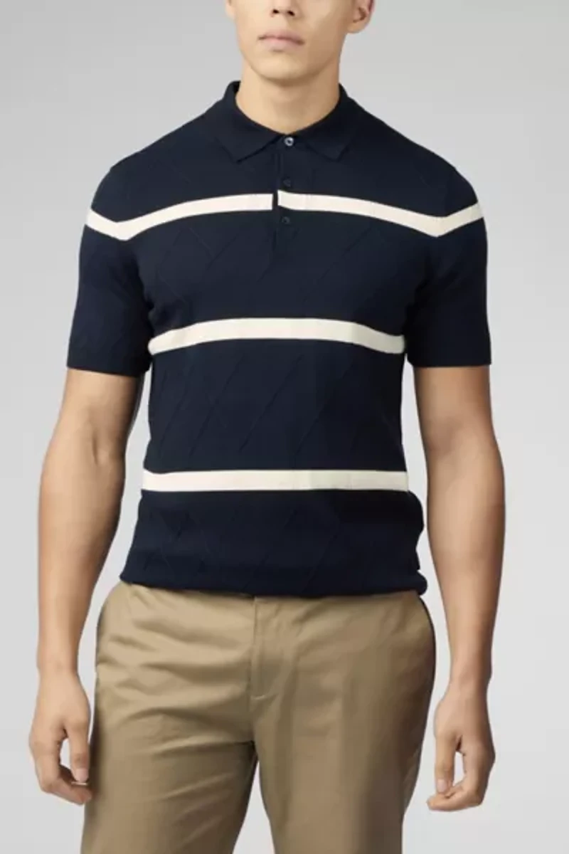 Ben Sherman Textured Stripe Knit Polo