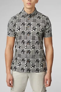 Ben Sherman Checkerboard Paisley Print Short Sleeve Shirt