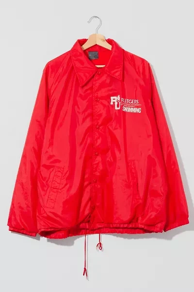Vintage 1980s Distressed Rutgers University Fleece Lined Swimming Jacket