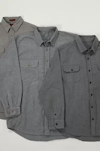 Vintage Solid Flannel Button-Down Shirt