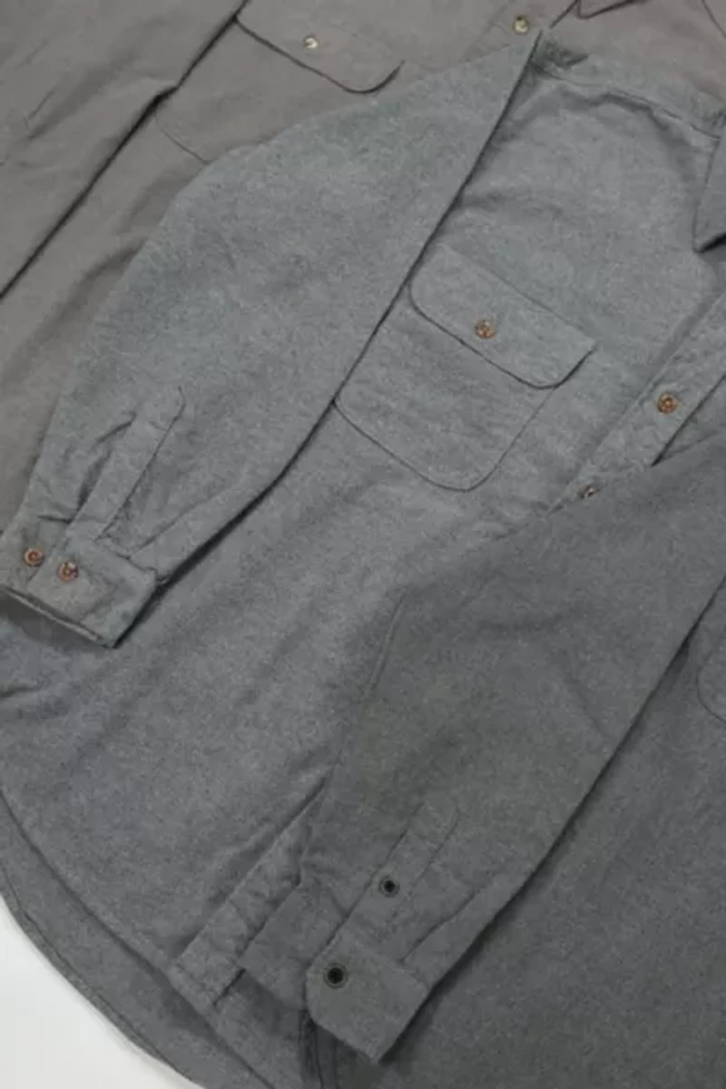Vintage Solid Flannel Button-Down Shirt