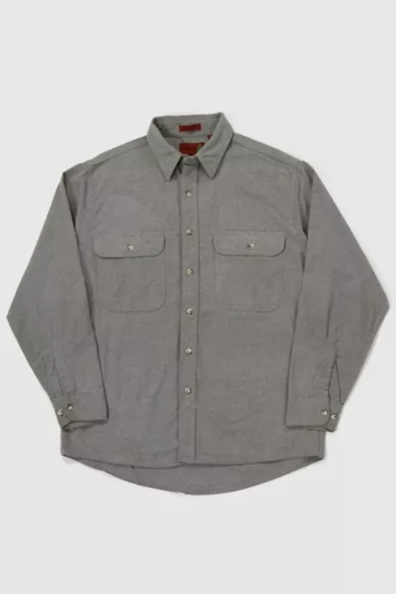 Vintage Solid Flannel Button-Down Shirt