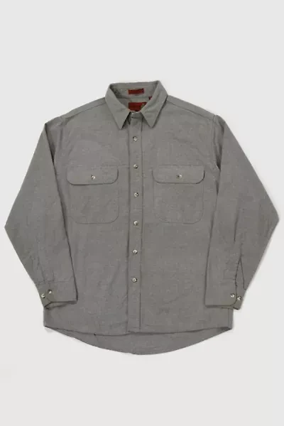 Vintage Solid Flannel Button-Down Shirt
